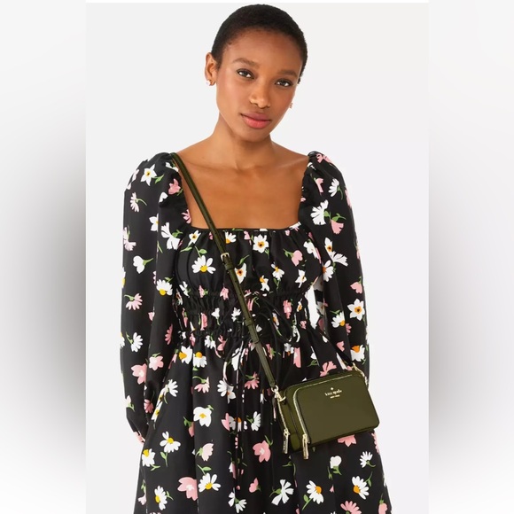 New Kate Spade Staci Dual Zip Around Crossbody Seaweed - Picture 2 of 5